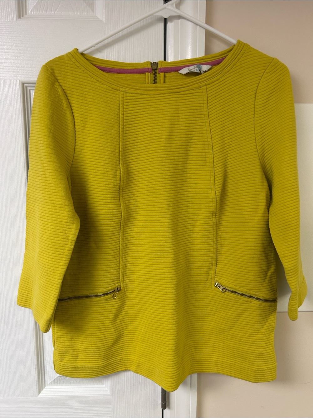 Boden Ottoman Zip Top 3/4 Sleeves Boatneck